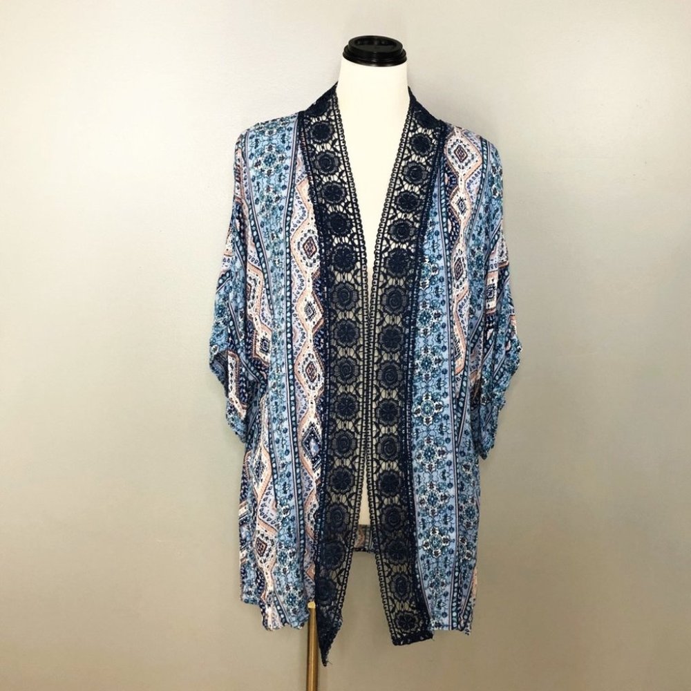 Dolman Sleeve Open Front Lace Lightweight Top